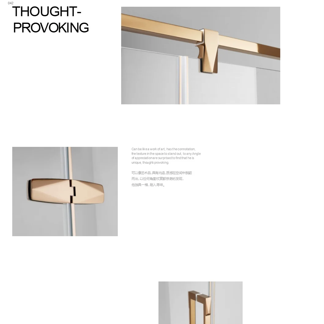 Deluxe Rose Gold Vertical Shower Enclosure Framed Shower Door hinged shower door