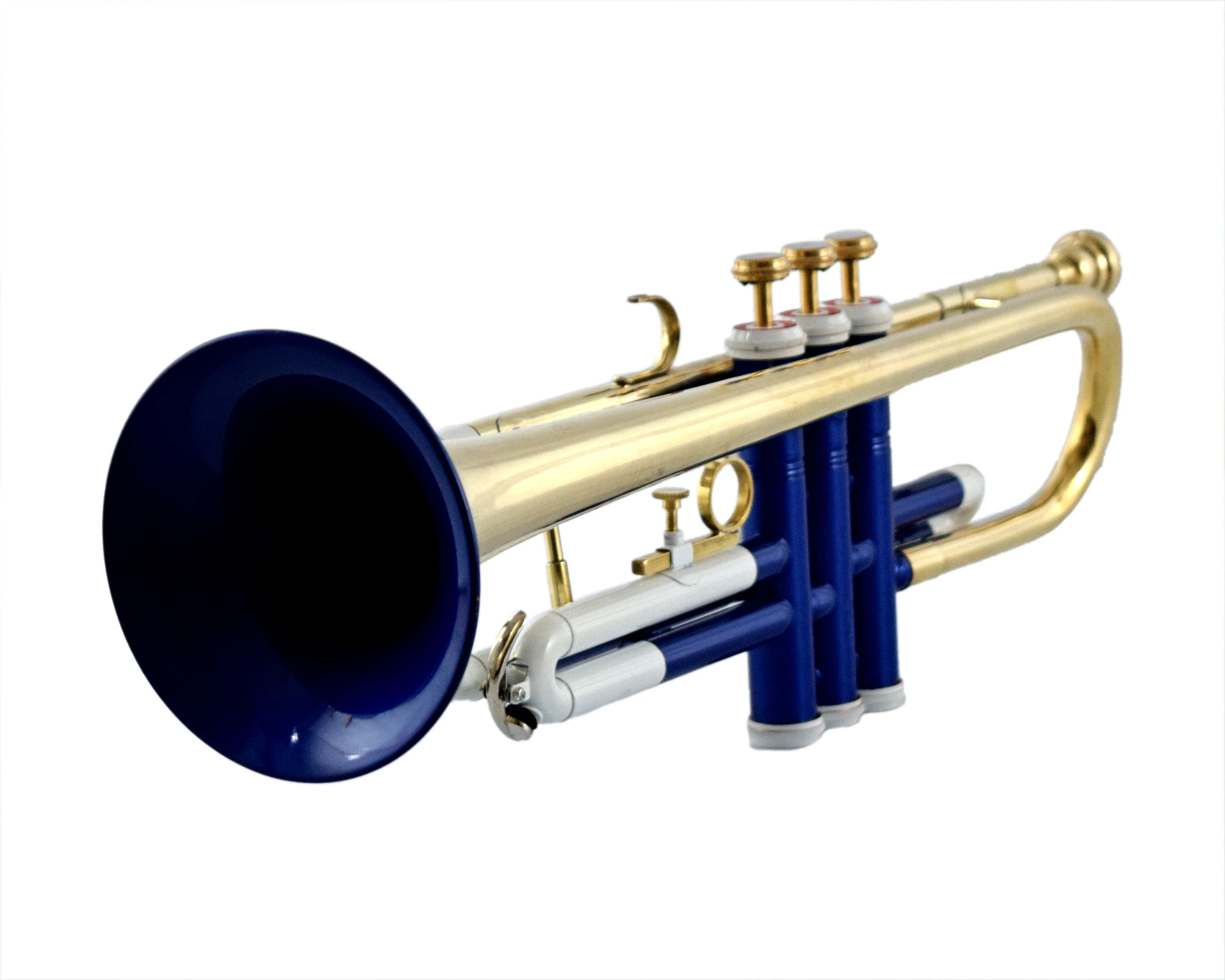 NASIR ALI NEW PROFESSIONAL BB PITCH TRUMPET WHITE BLUE PREMIUM QUALITY WITH INCLUDE HARDCASE AND MOUTH PIECE