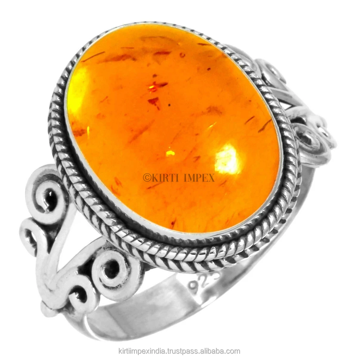 Trending Wholesale Baltic Amber Latest Designs Silver Overlay Boho Rings Vintage Women Jewelry For Retailers