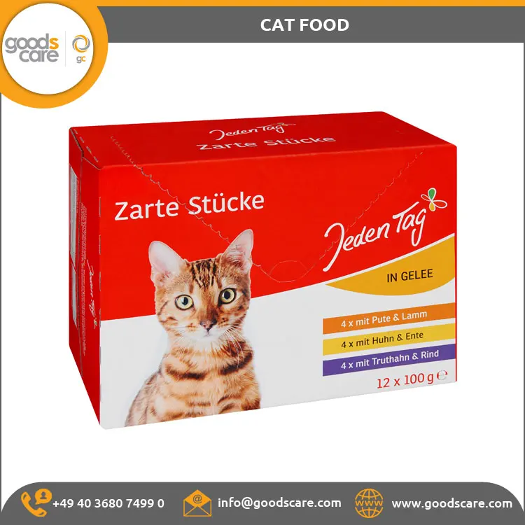 Pet Cat Food Multipack in Jelly 12x100g Pouch Assorted Made in Germany