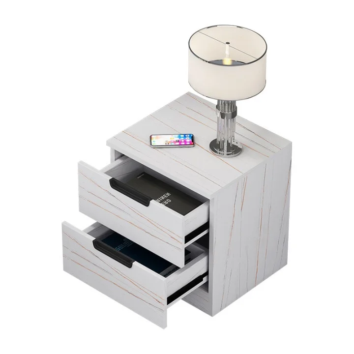 400x500xH400mm Modern Empty White Beside Table Bedroom Rectangular Cabinet with Drawer Storage in Wooden