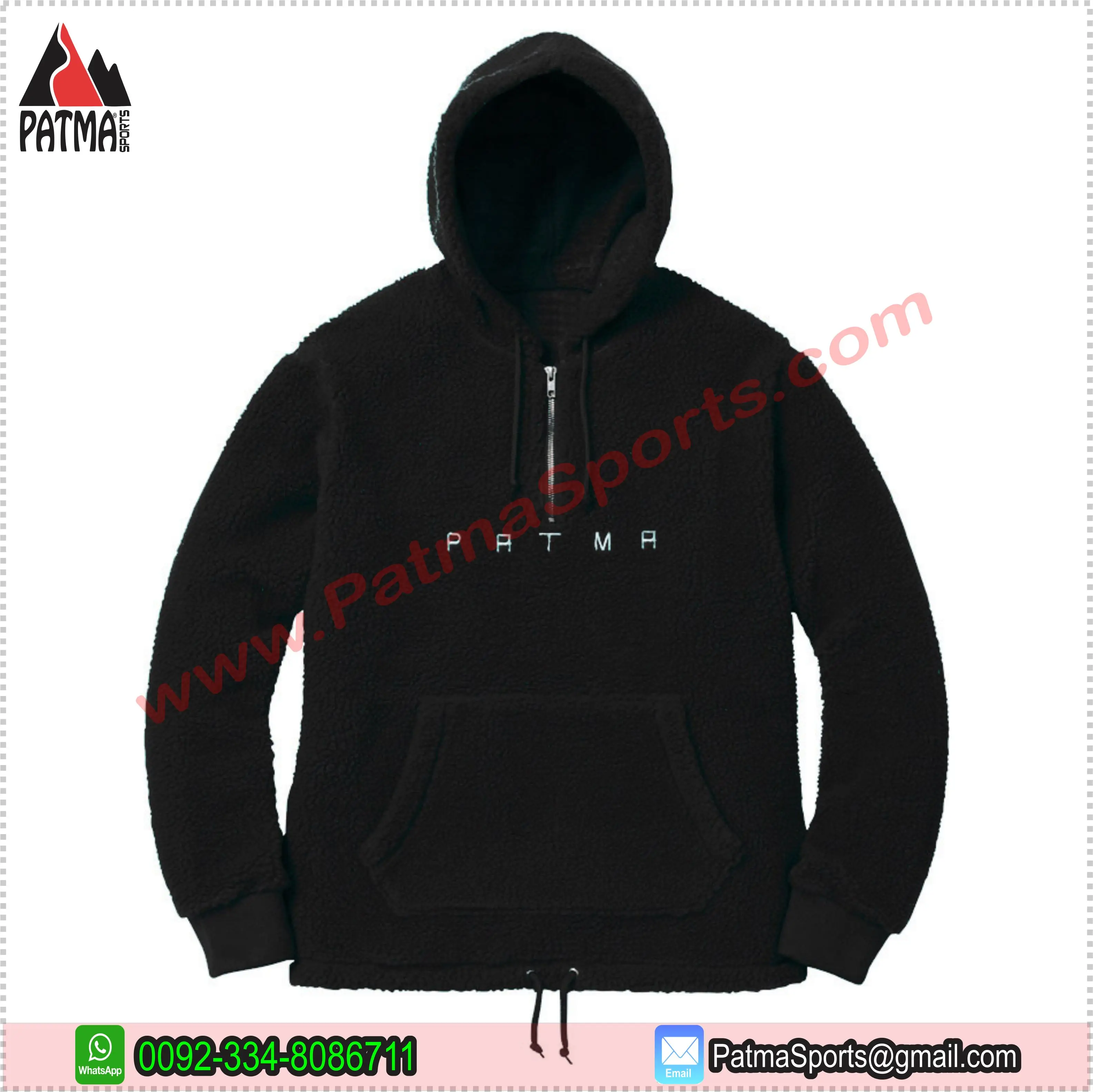 Custom Made Sherpa Fleece Hoody with your Custom Embroidery logo on it available in more then 50 colors street wear apparels