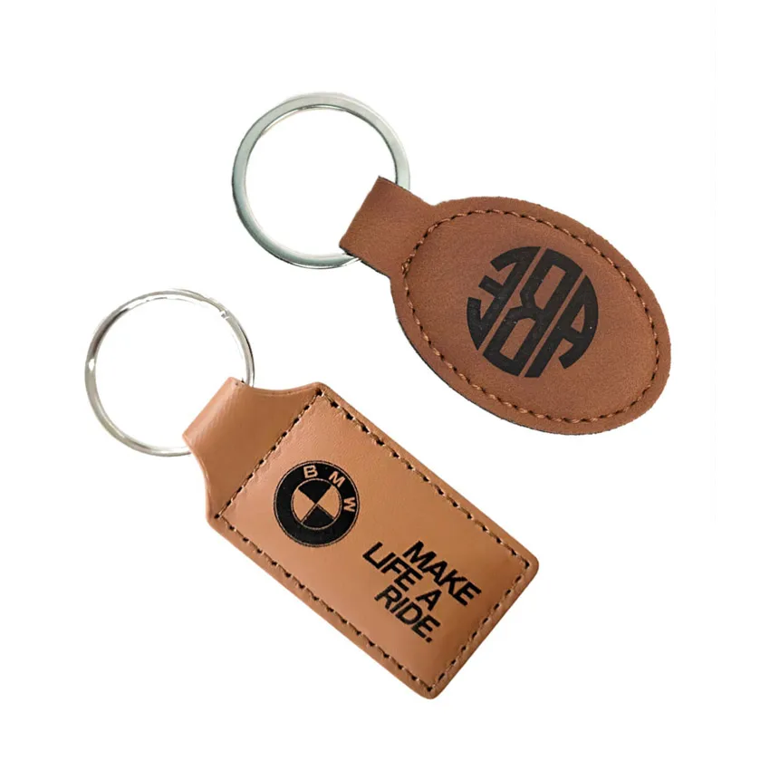 personalized PU leather debossed company logo leather key tags