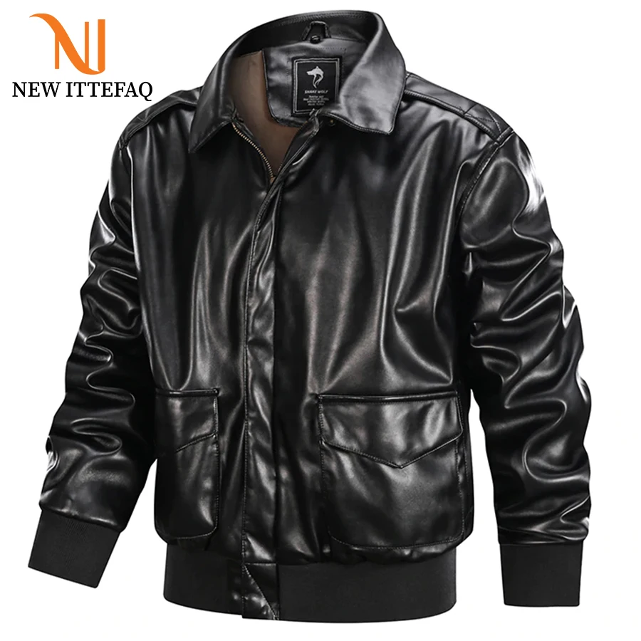 
ReFire Gear MA-1 Faux Leather Jackets Men Winter Warm Military Bomber Pilot Jacket Tactical Police Casual Thick PU Leather Coats 