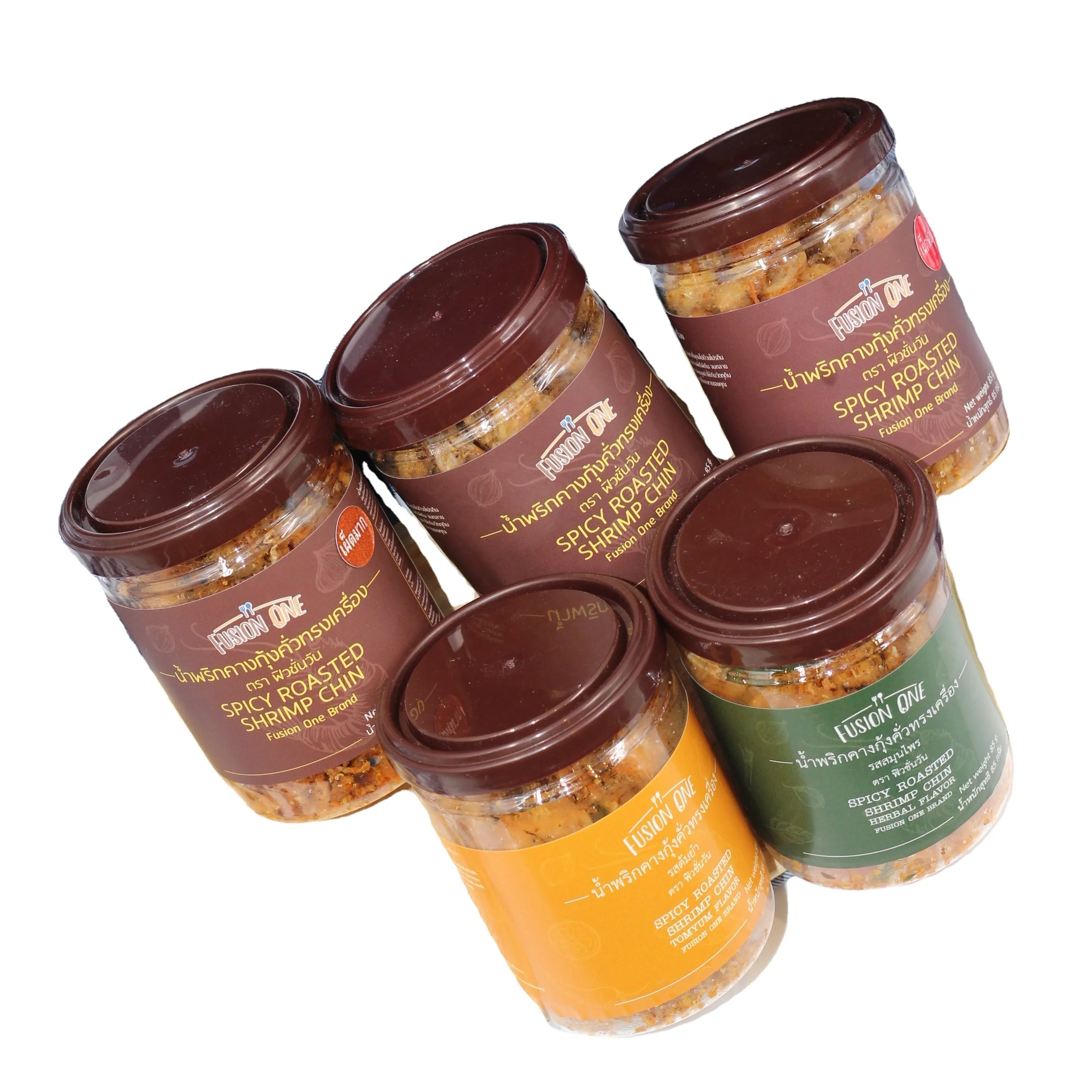 Hot Selling Thai Chili Paste Spicy Roasted Shrimp Chin 85g Natural Ingredients No Color Added Set of 5 Flavors in Nice Packaging