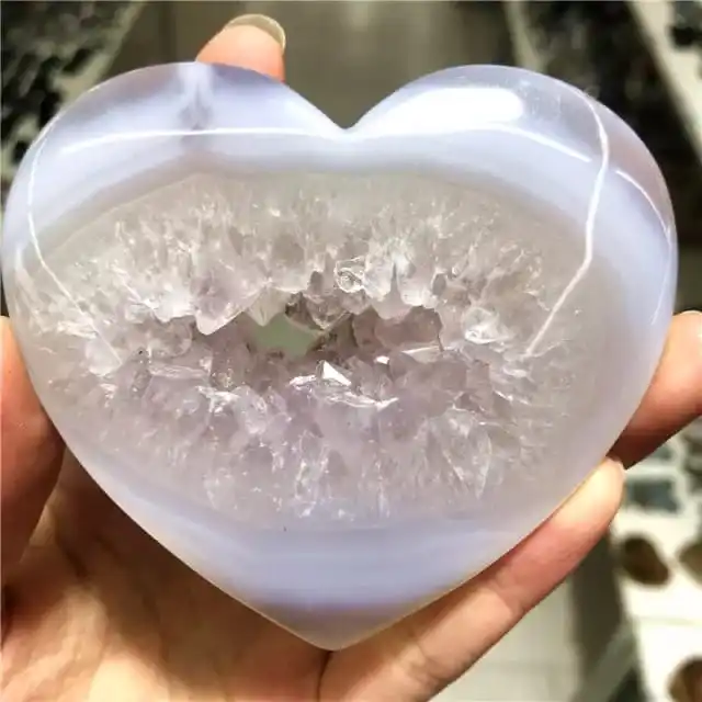 Druzy Agate Heart Agate Cluster Hearts for Healing Decorative Agate Piece for Gift and Decoration