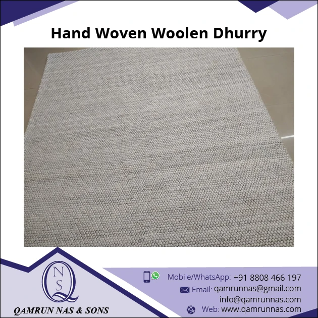 Leading Supplier of 100% Wool Hand Woven Woolen Dhurry Rug jute Dhurry at wholesale Price from India