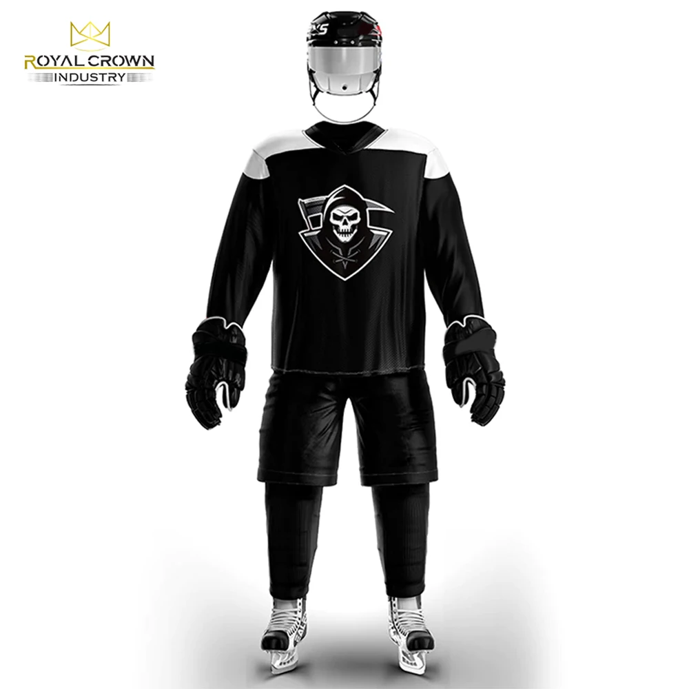 
100% Polyester Team Breathable Field Hockey Jersey Men Sublimation Ice Hockey Uniform 
