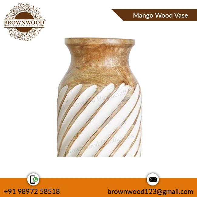 Элегантный новый стиль манго дерево ручной работы Настольный Декор цветы ваза деревянные резные вазы для украшения дома и подарки использовать