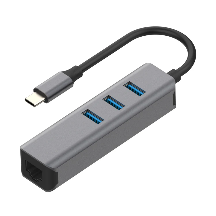 4 in 1 Multi Purpose USB Type-C to 4 Ports Hub 3 USB-A Ports 1 Gigabyte Ethernet Port Adapter for Chromebook/Matebook