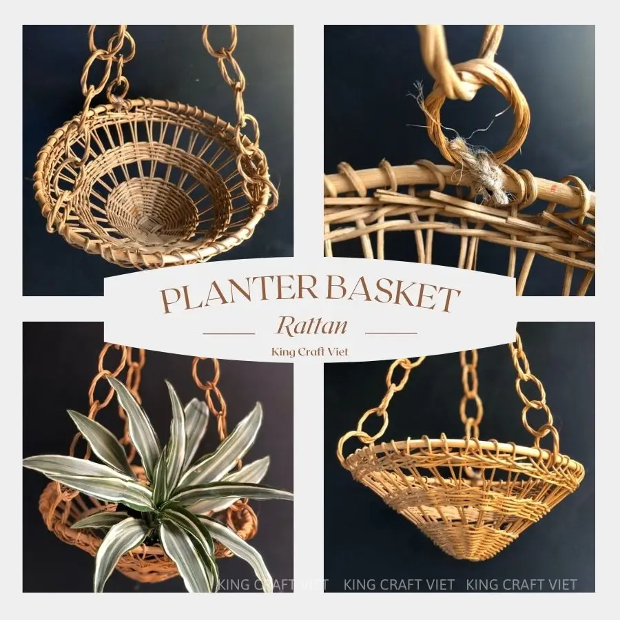 VietNam New Product Handwoven Plant Pot 100% Natural Rattan Planter Wholesale from King Craft Viet Supplier