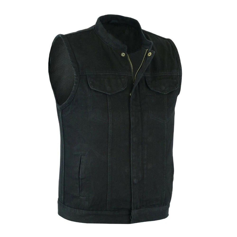 New Denim Vest For Men Punk Rock Rivet Cowboy Black Jeans Waistcoat Fashion Men Motorcycle Style Sleeveless Vest