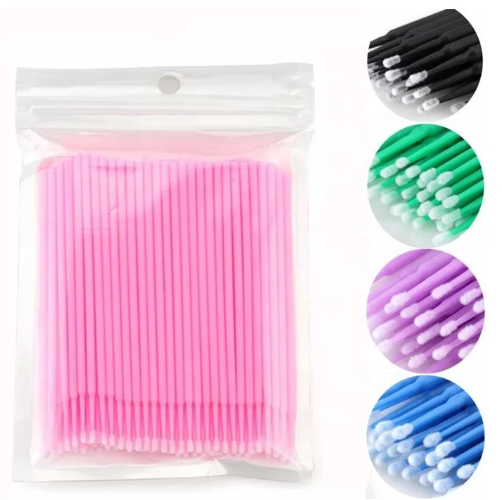 100Pcs/bag Disposable  Eyelashes Extension Individual Lash Removing Swab Micro Brush For Eyelash Extension Tools