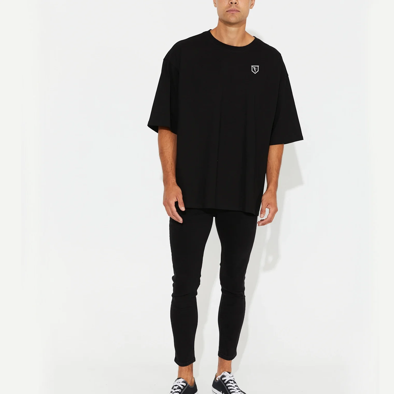 fifo sports Oversized Heavy Cotton Black Color Hip Hop Custom Embroidery Letter T Shirts