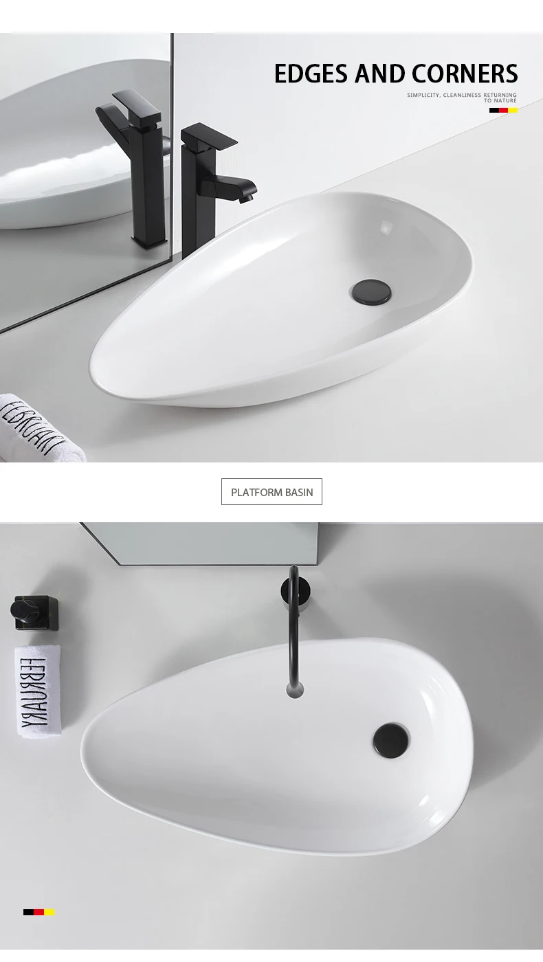 Serene sanitary ware bathroom vanity furniture marble countertop sinks ceramic long size 80cm wash hand basin
