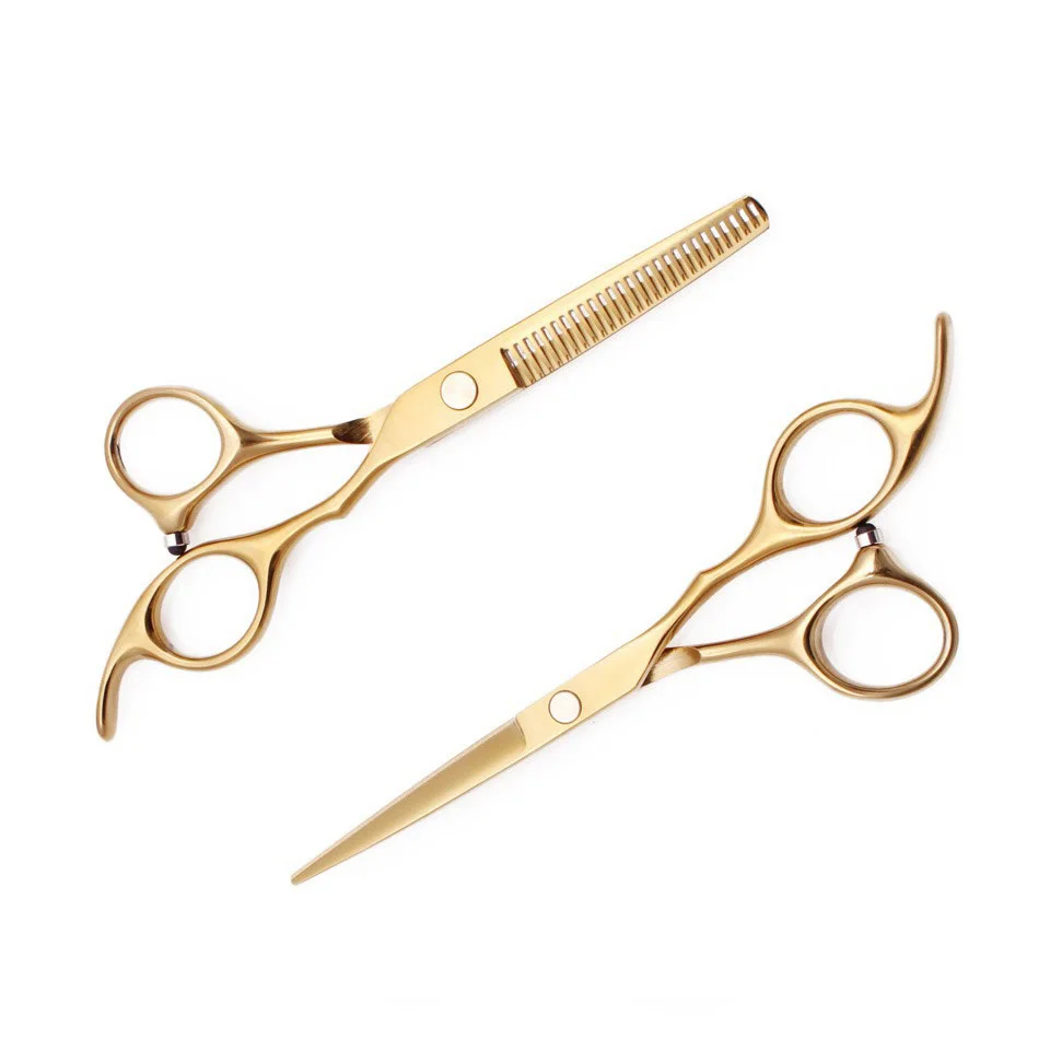 Barber Scissors Hot Selling Promotional High Quality High Grade Stainless Steel Barber Hair Scissors Golden Color Set