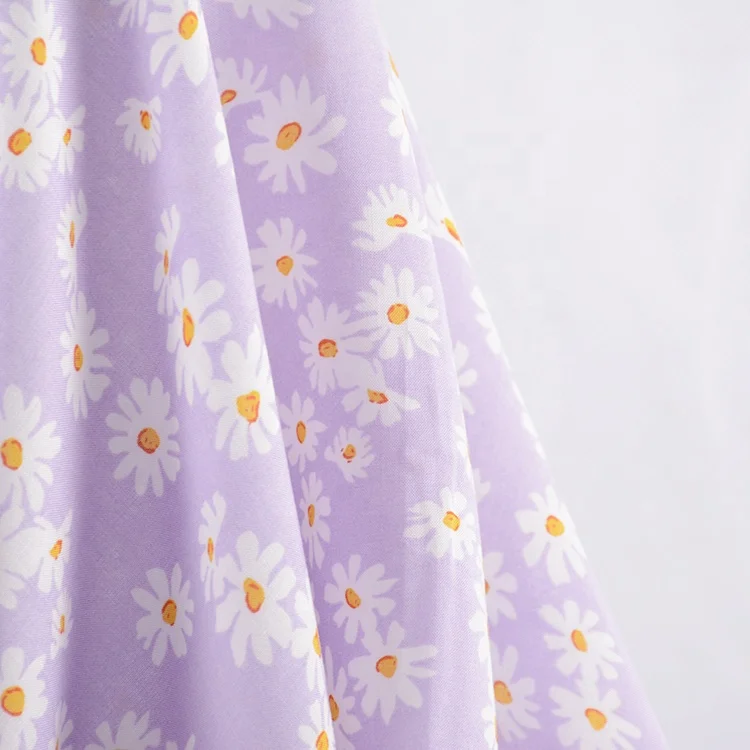 Quick delivery vogue textile 100% rayon woven funny sunflower hawaiian printed fabric for dress women