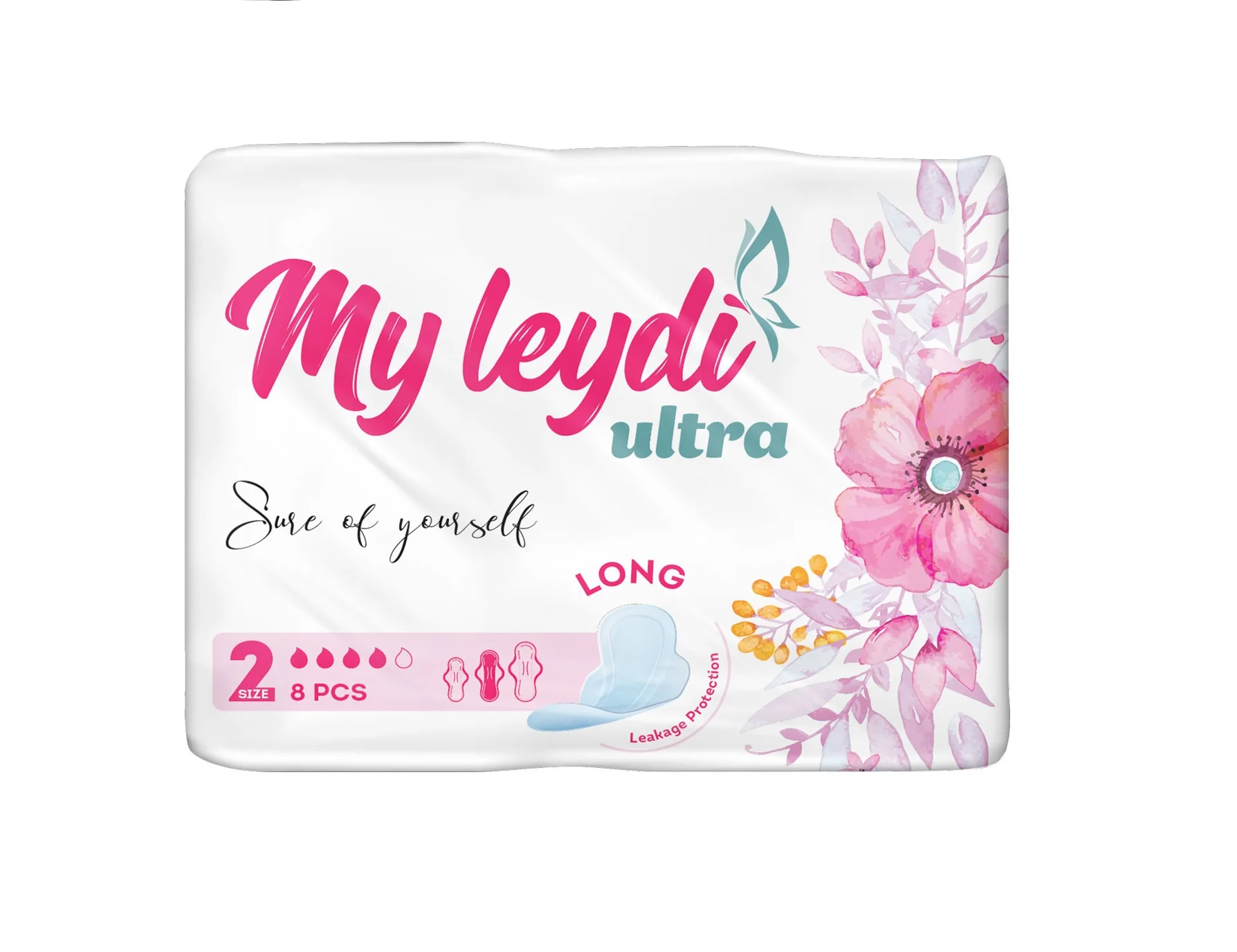 MYLEYDI Sanitary Napkins Long 8 Pieces Super Absorbency Unscented with Wings Soft Disposable Sanitary Pads Wholesale