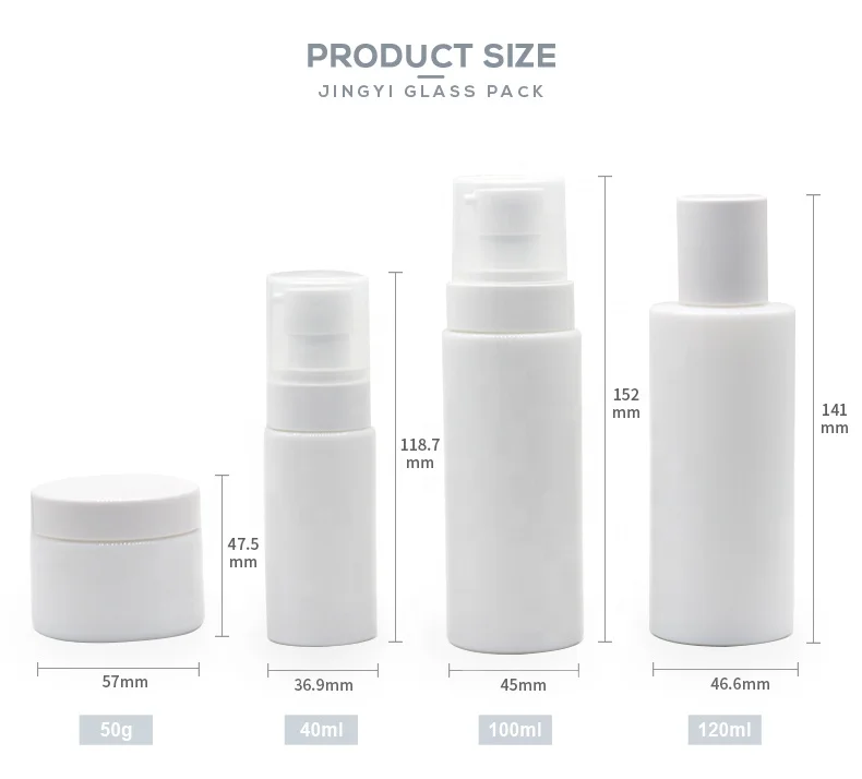 Luxury Recyclable white glass bottle with silk screen printing for skincare cosmetics packaging