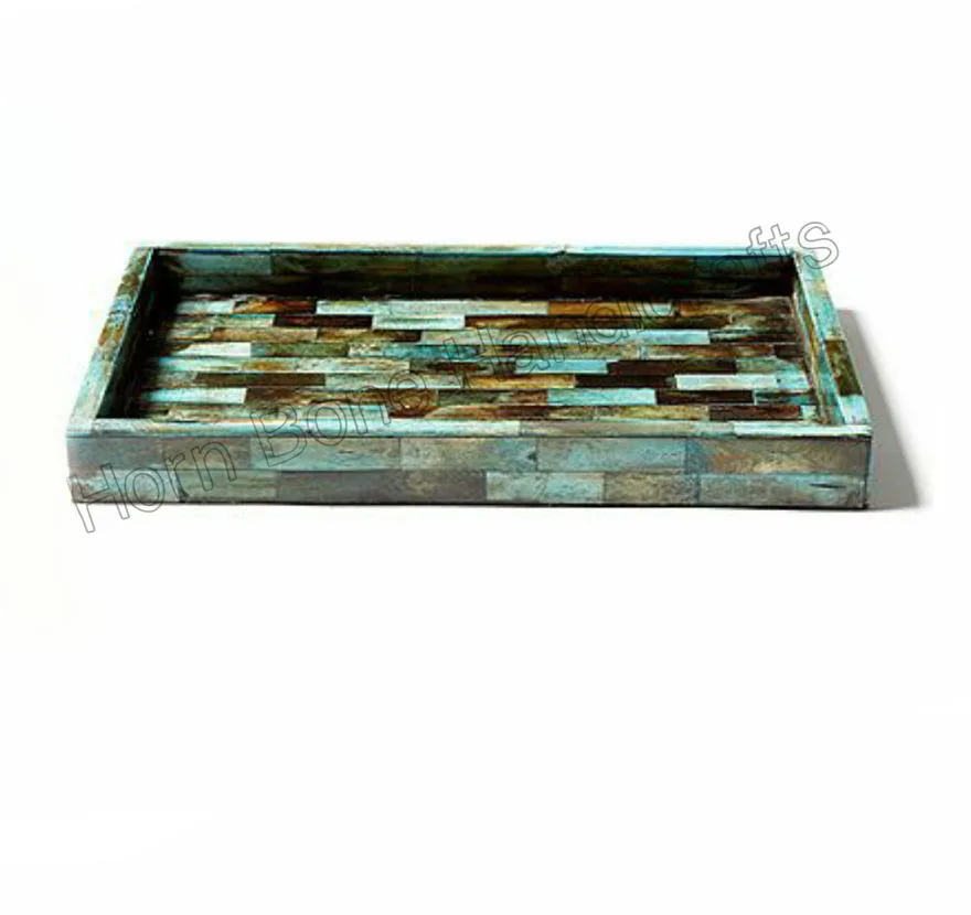 Best Quality Resin and Bone Inlay Hexagonal Serving Tray Bone Inlay Stripes Pattern Hexagon Serving Tray for Home and Tableware