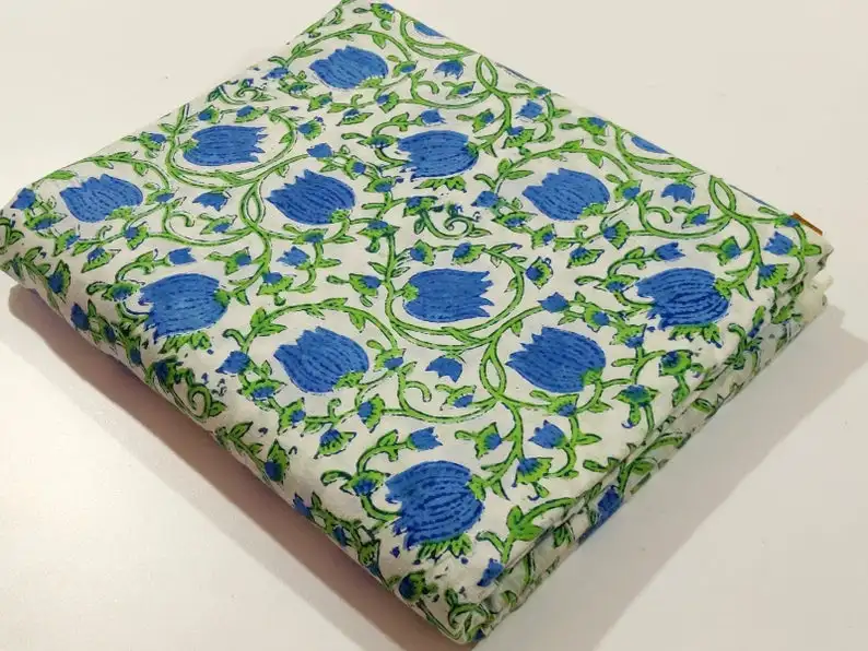Indian Floral Hand Block Print Cotton Fabric Beautiful Handmade Cotton Decorative Running Fabric Hand Made Fabric Soft Cotton