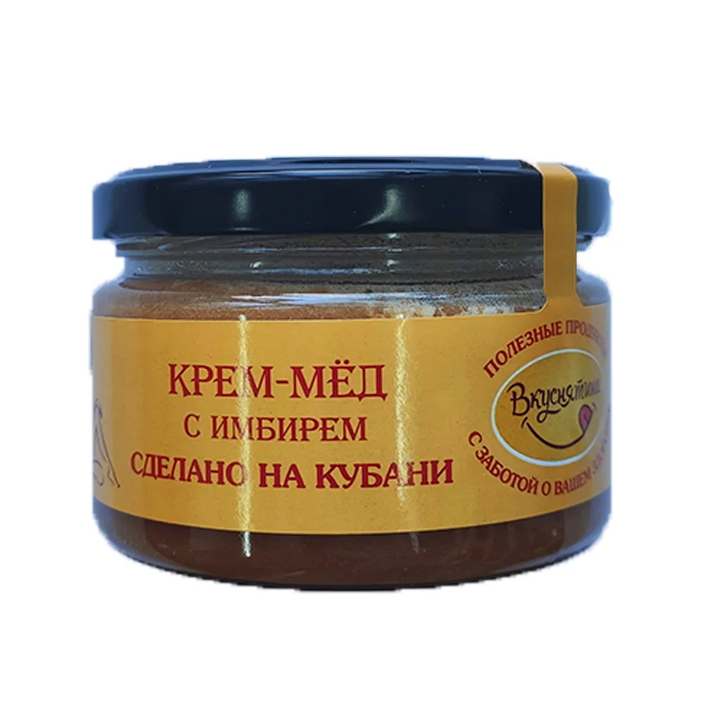 
Smooth pasty creamy honey with ginger, from Russia 