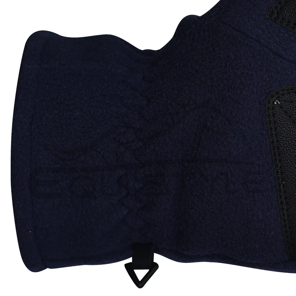 Kepsey Warm Flip Top Gloves Blue Polyester Fleece Black Leather Palm Half Finger Flip Top Hand Gloves For Outdoors Wholesale