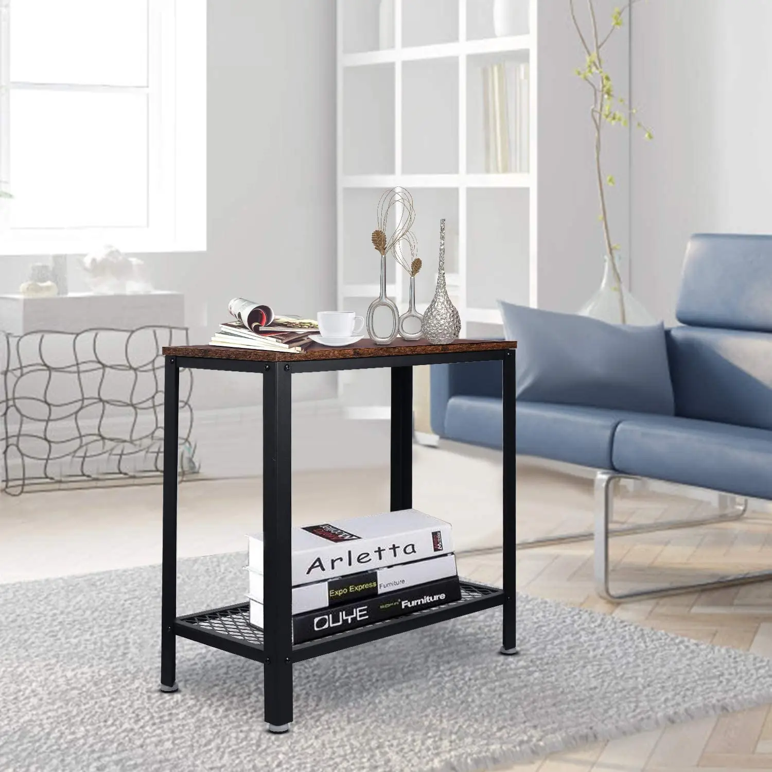 Hot selling End Side Table 2 Tier Nightstand with Storage Shelf Coffee Table Furniture for Living Room Bedroom Kitchen