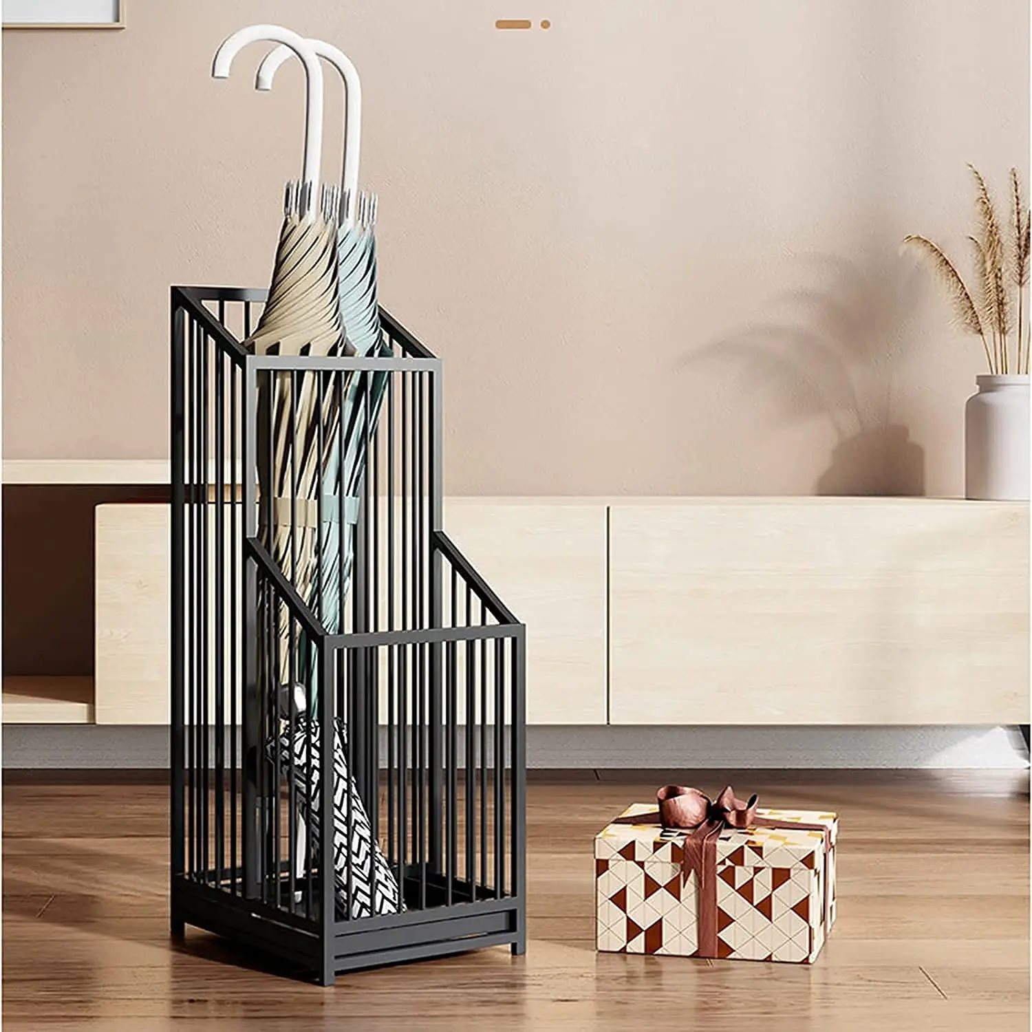 Umbrella Stand/Umbrella Rack Black Metal Storage Bucket for Household Commercial Hotel Bank