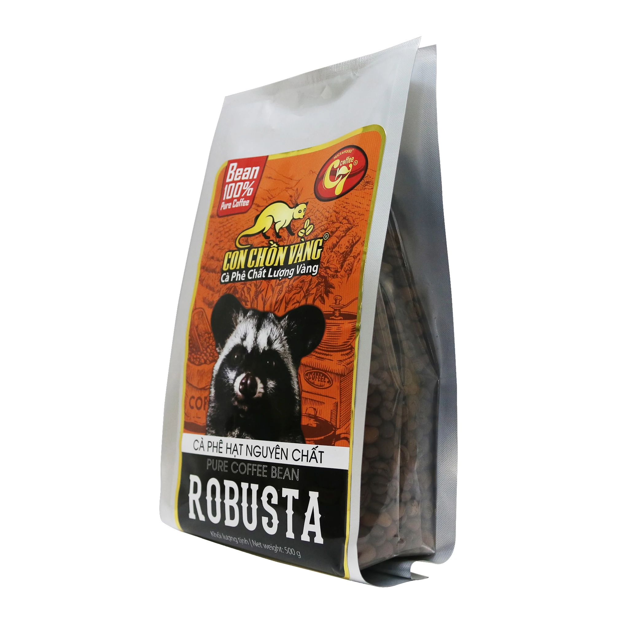 Частная торговая марка «Golden weasel»-специальная кофейная зерна Robusta односторонняя упаковка клапана кофе