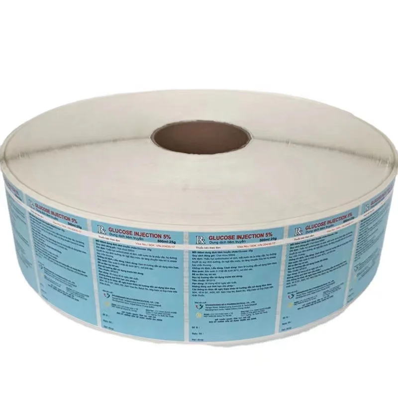 Printing Logo PVC Waterproof glossy Vinyl Stickers Cough Syrup Medicine bottle cosmetic Label