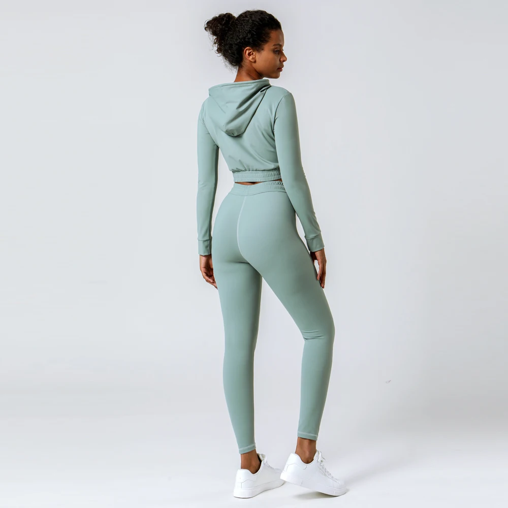 2021 Wholesale Nylon Spandex Long Sleeve 2 Piece Women Sports Sportswear Fitness & Yoga Wear Gym Fitness Sets
