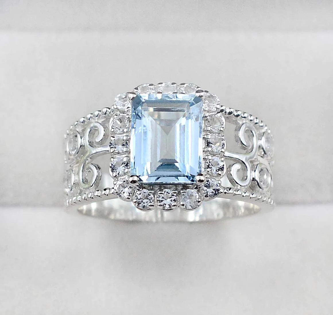 Natural Blue Topaz 9x7 MM Octagon Shape Gemstone 925 Stirling Silver For Women Ring Wedding Jewelry Manufacturer  From India