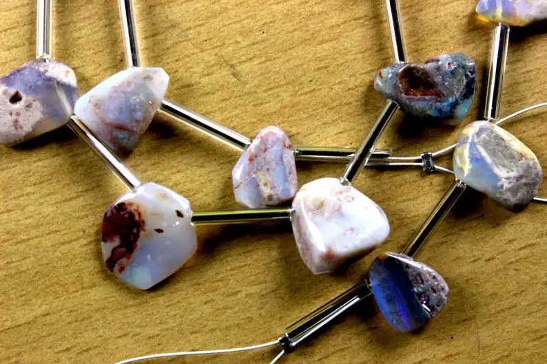 16 Pieces Natural Australian Opal Gemstone Polished Rough For Jewelry Making Beautiful Stone Collection