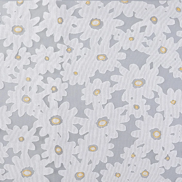 Wholesale Stock Fabric Sparkle Foil Daisy Flower Glitter Tulle Bridal Chiffon Fabric For Wedding Dress