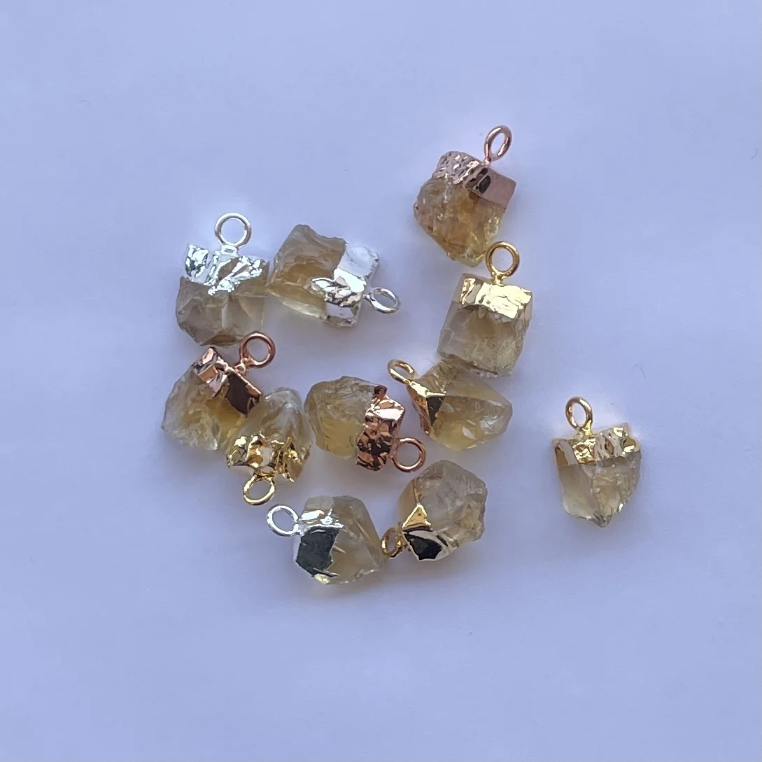 Natural Citrine Raw Connector Pendant in 925 Sterling Silver with Gold Electroplating Jewelry from Manufacturer Online Alibaba