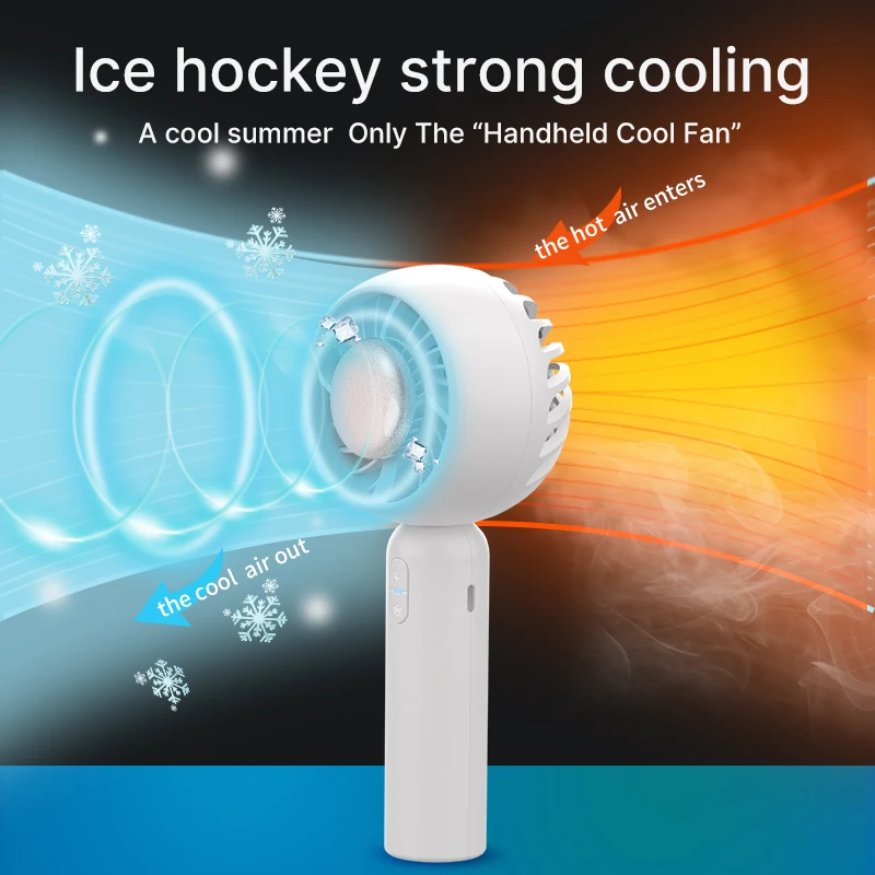 Summer upgraded outdoor mini portable ice compress fan ice hockey refrigeration usb rechargeable handheld strong cooling fan