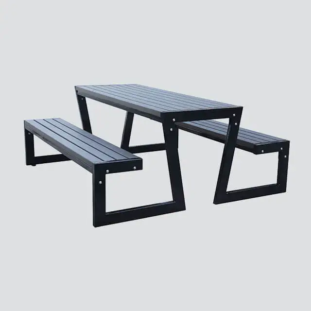 WPC wood outdoor picnic table wood park camping table and benches
