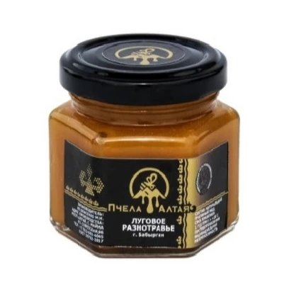 
200 ml/270 g Natural blossom honey field polyfloral mature fresh honey of Barbygan village from Russia 