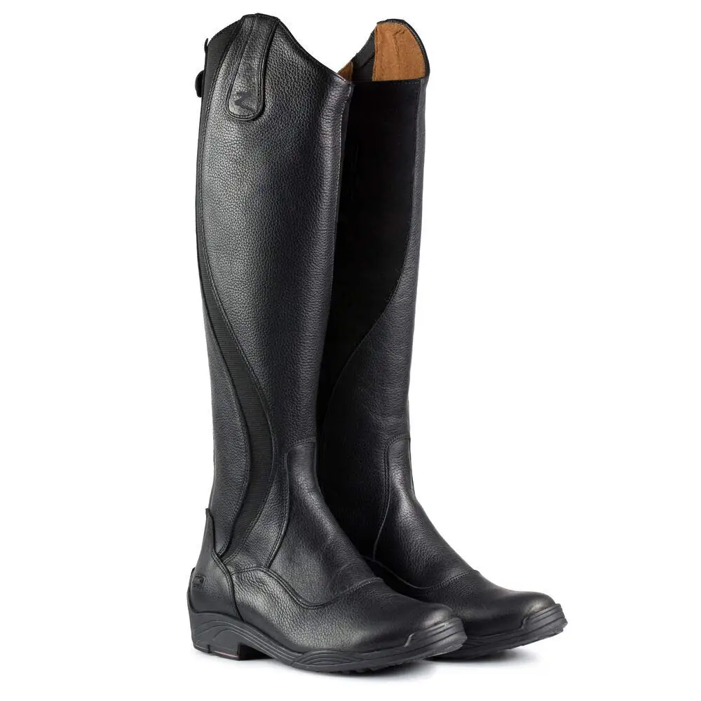 Horse riding equestrian boots for Men  High quality leather tall boots Back  zipper  Elastic at back shaft for custom look