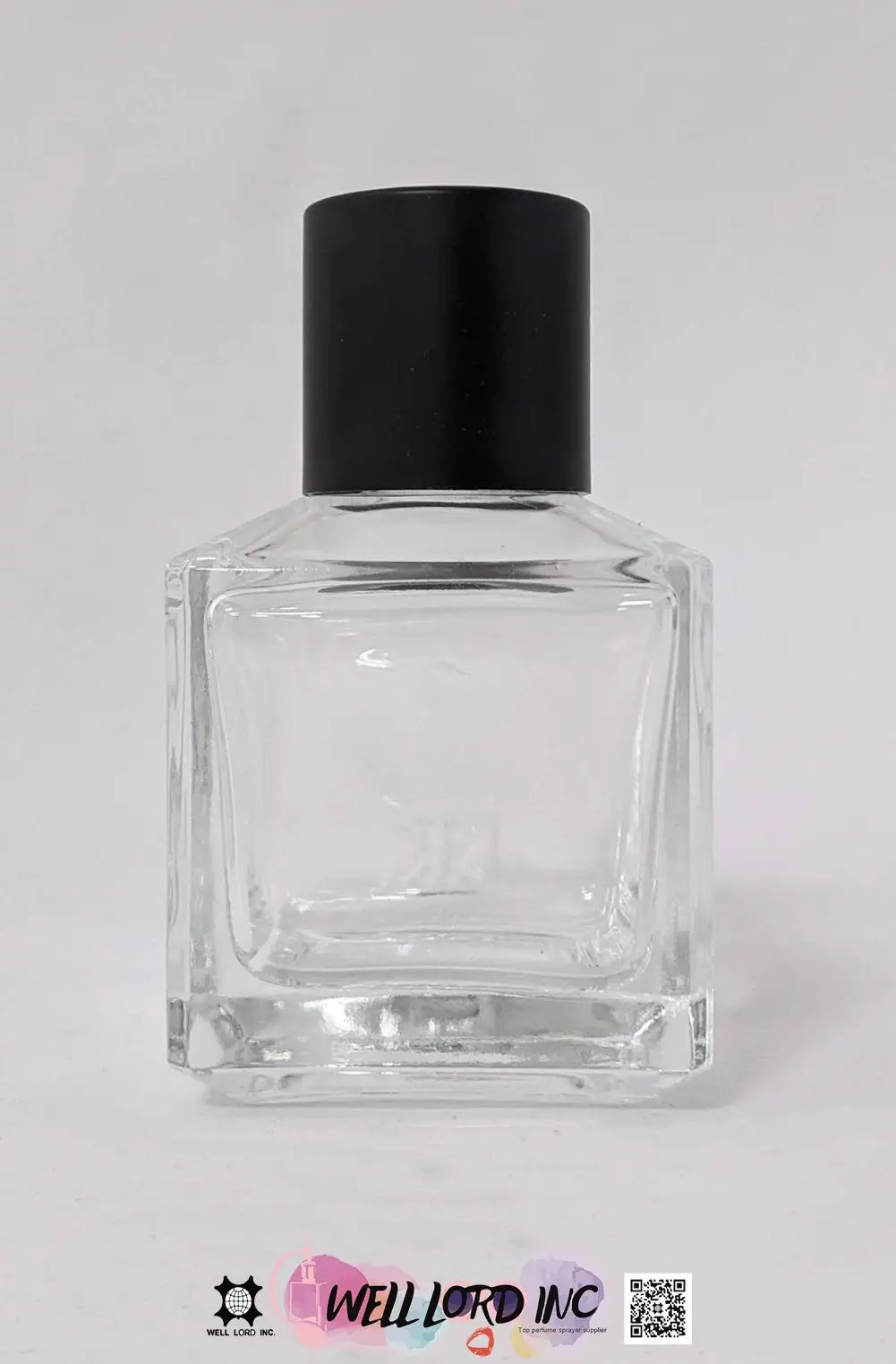 Customization empty 75mL square glass bottle crimp neck gold cap perfume bottle packaging