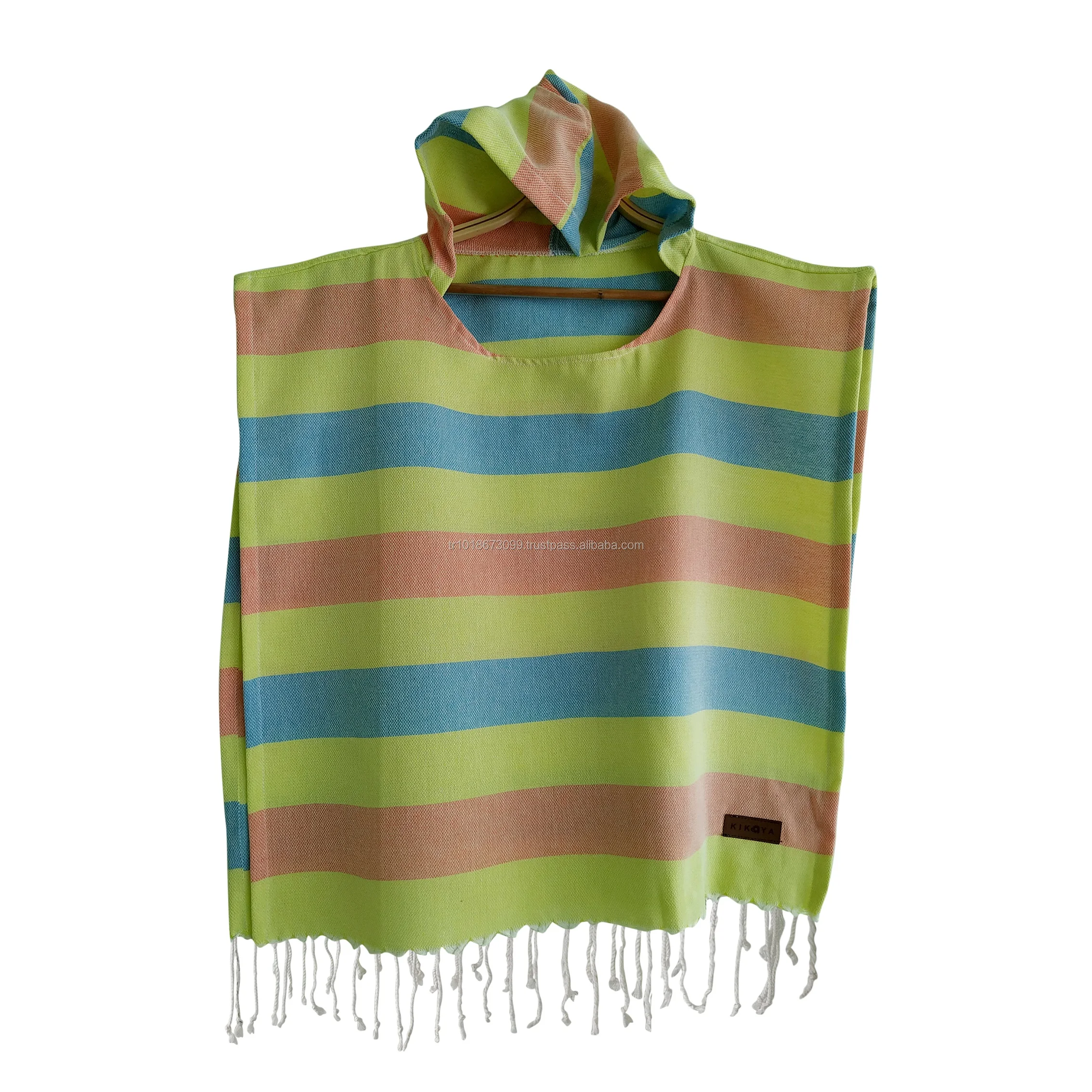 Турецкое полотенце с капюшоном Pestemal пляжное пончо для бассейна всех размеров розовое/коричневое детское из муслина