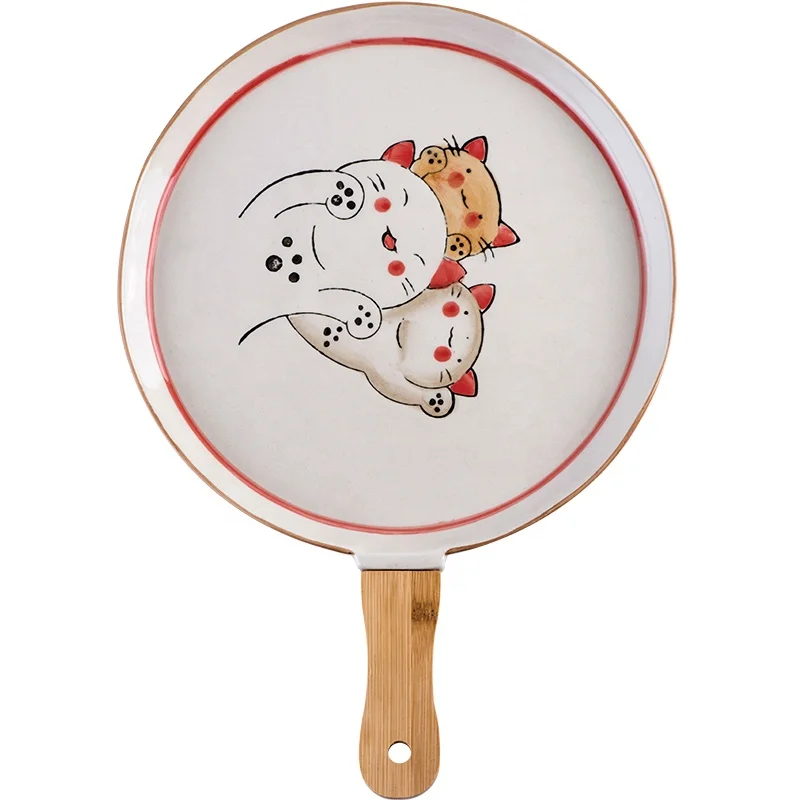 High quality kitchen dinner plate ceramic dinnerware bake plate bake ware dish plate with handle
