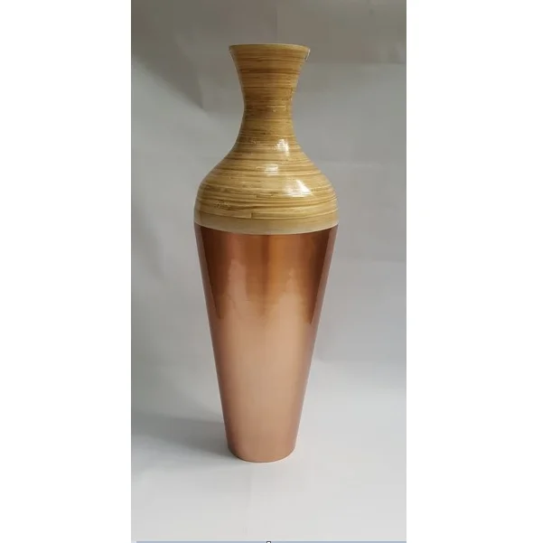 Home Decoration Bamboo Lacquered Vase Manufactured In Vietnam For Sale Cheap Price FOB Ho Chi Minh Port Customized Packing