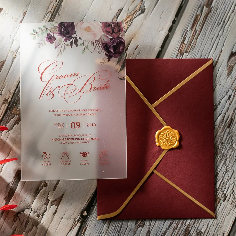 Acrylic wedding invitation greeting card business  invitation with Customized design