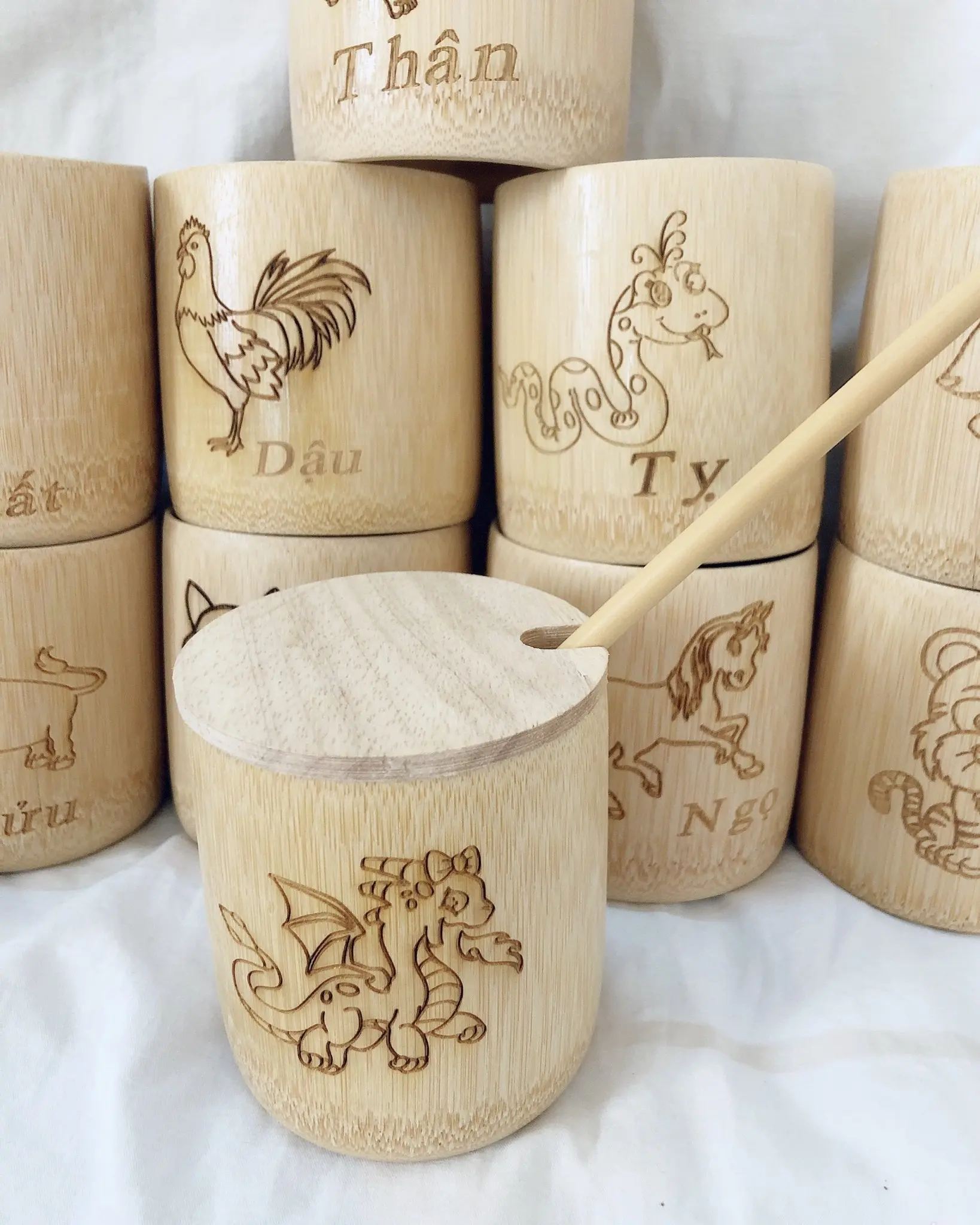 Eco-Friendly Bamboo Cup With Lid Coffee Cup Tea Cup For Water From Natural Bamboo Can Be Reusable Made In Vietnam