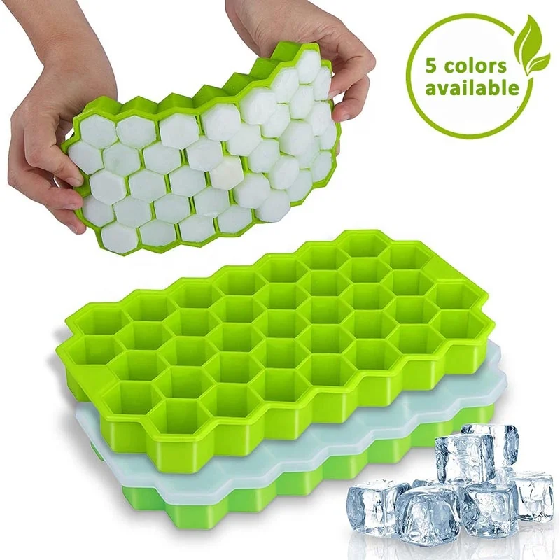 BPA Free 37-Ice trays Honeycomb ice tray with Lid for Whiskey Cocktail