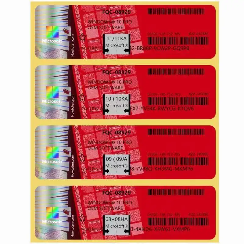 Windows 10 Pro COA New Red Sticker OEM