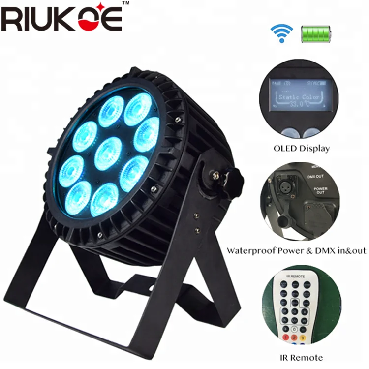 Powercon in & out беспроводной IP65 водонепроницаемый тонкий светодиодный светильник 9x12w 6in1свадебный