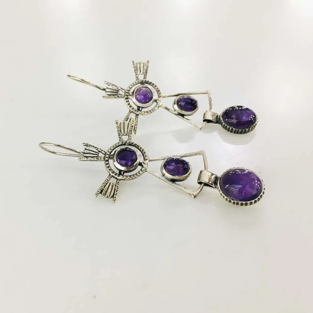 Oxidised Unique & Different Design Earring Pure 925 Sterling Silver Wholesale Price Excellent Quality Amethyst Gemstone Earrings